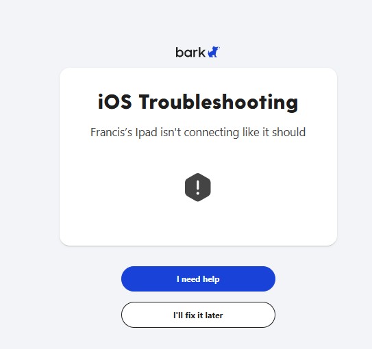 Bark connection failure on iPhone