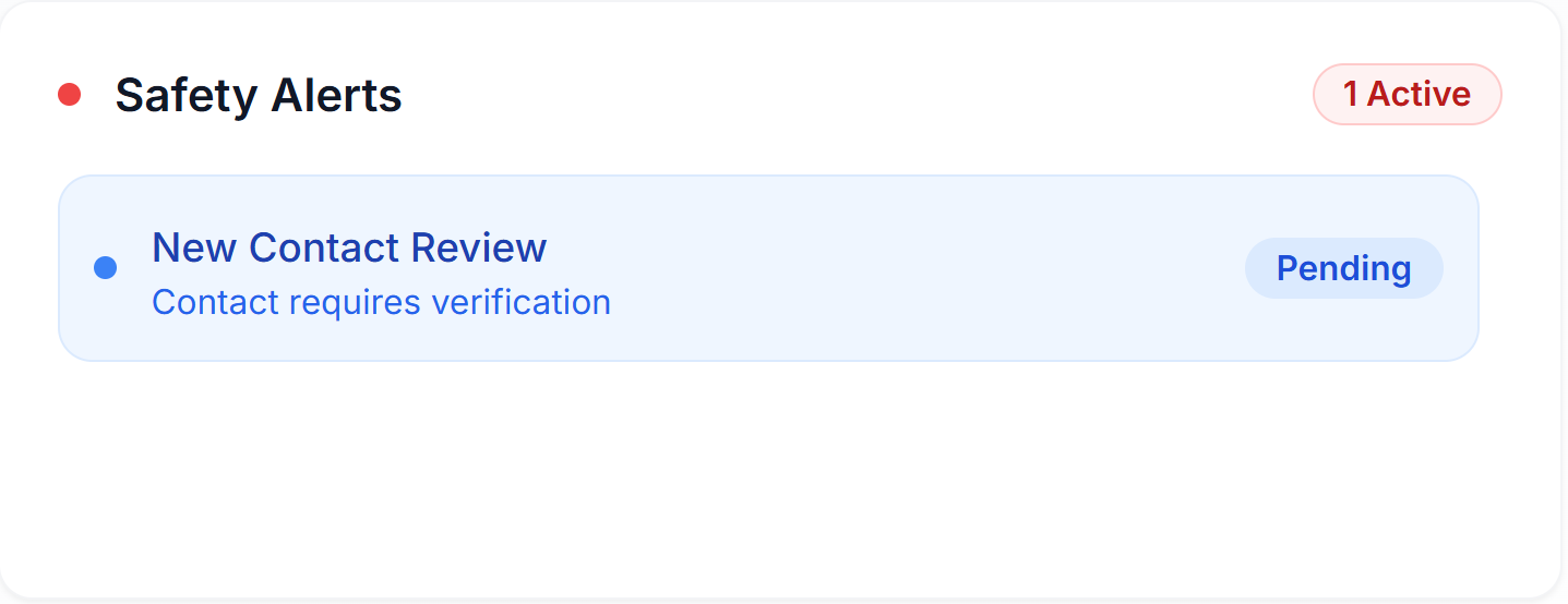 Contact details summary - safety alerts