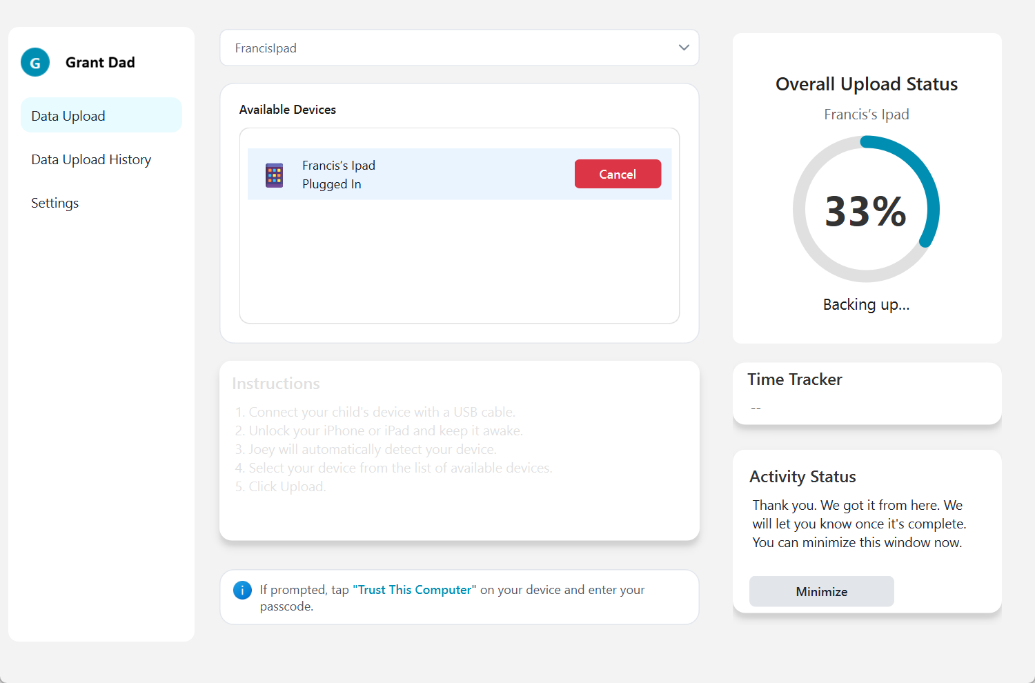 Joey Desktop scan in progress