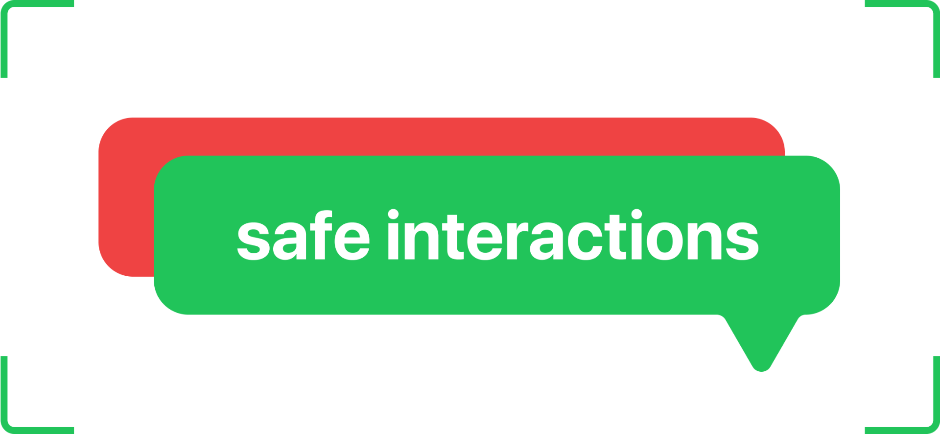Bullying detection showing safe interactions message with corner brackets