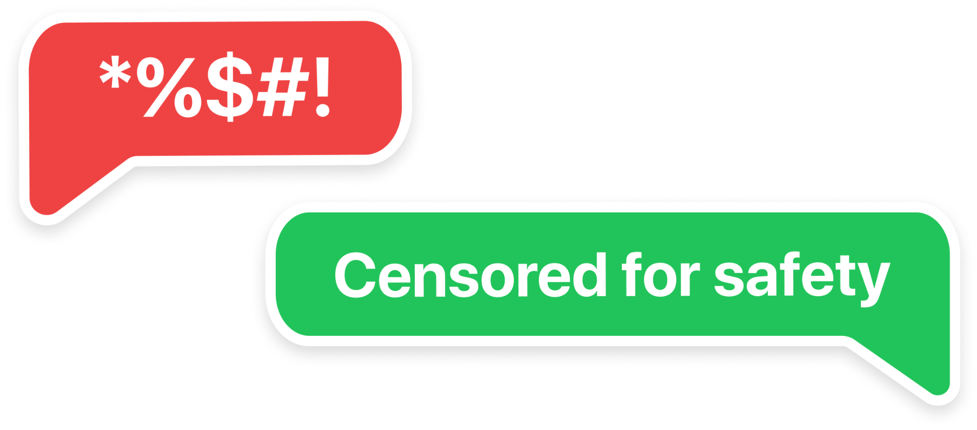 Obscenity detection showing censored text bubbles